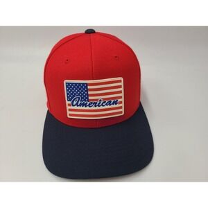 American Flag Patch Pacific Headwear Adjustable Hat Cap Wool Blend Men Red Blue